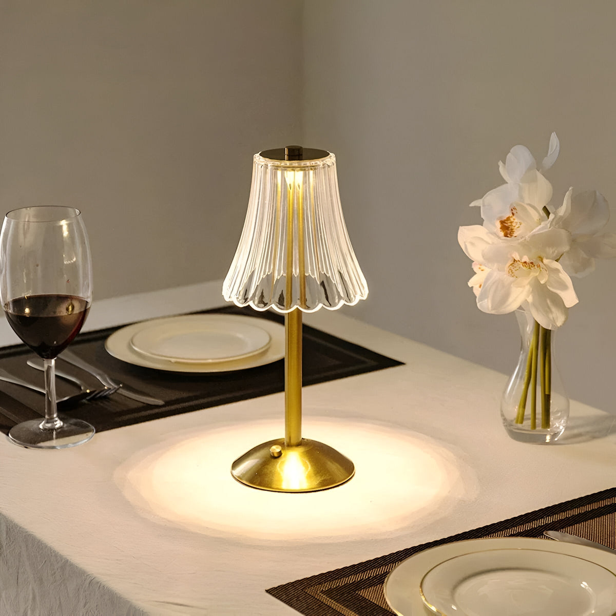 Oplaadbare Tafellamp Terras Draadloos 20 Uur USB-C 15x30 cm Glas 3 Lichtkleuren
