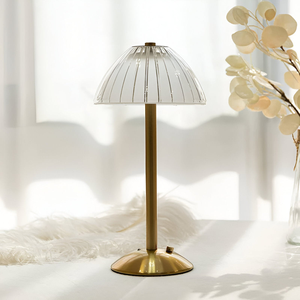 Draadloze Vintage Tafellamp met Glas - Oplaadbare Sfeerverlichting voor Woonkamer & Slaapkamer