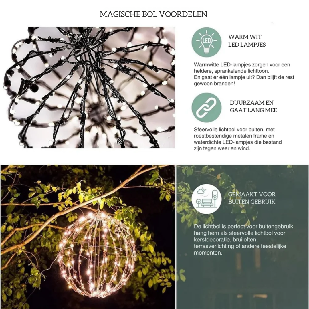 LED Sfeerbol Ø 30 cm Draadloos op Batterij Metalen Frame Opvouwbaar Decoratieve Sfeerverlichting Binnen Buiten