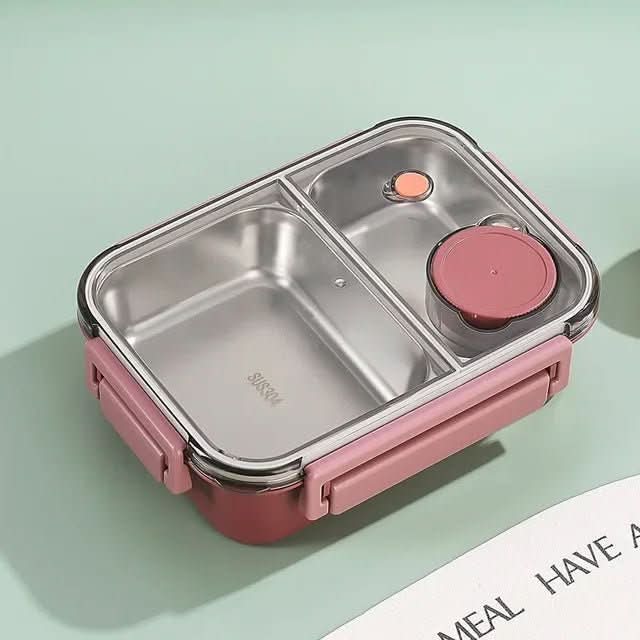 Geïsoleerde Warmhoudcontainer voor Warme Maaltijden - Lekvrij Deksel - Compacte Lunchbox - 2 of 3 Vakken - Roestvrij Staal Thermosblik