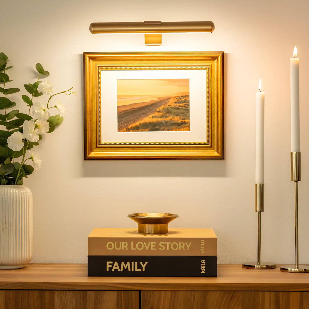 Draadloze LED Schilderijverlichting Zwart Wit Goud Dimbaar Verstelbaar USB Oplaadbaar