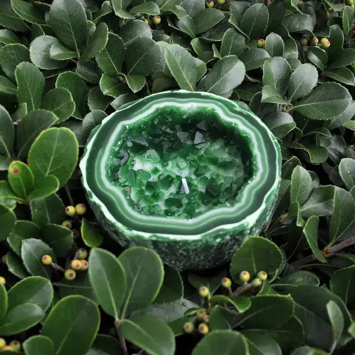 Decoratieve Geurkaars met Kristaleffect - Natuurwas in Geode-Houder voor Rust en Sfeer