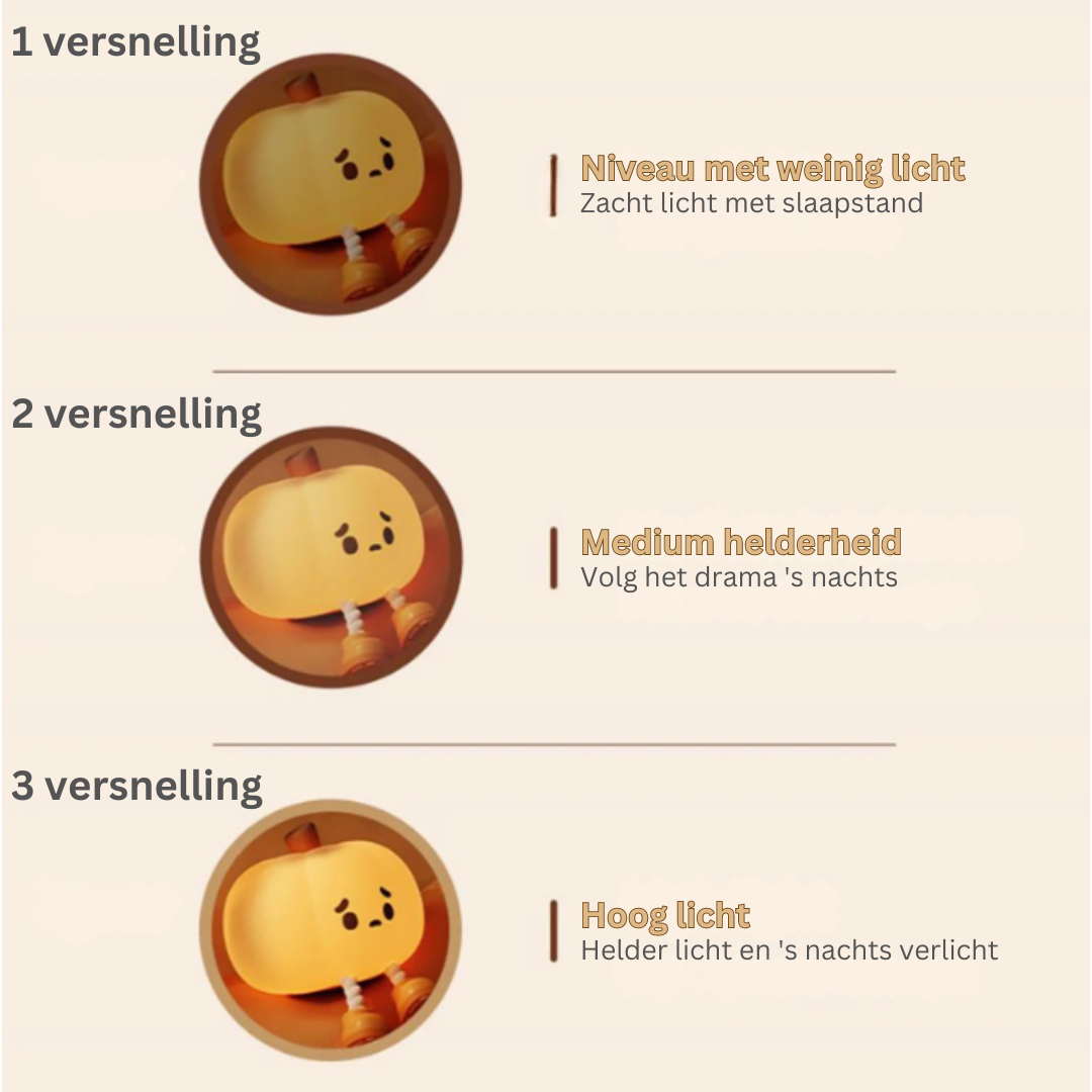 Decoratief Pompoennachtlampje met Touch-bediening en Dimfunctie - Sfeerverlichting voor Kinderen en Volwassenen