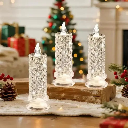 LED Kristallen Kaarsen Set - 4 Stuks met Sprankelend Licht voor Feestelijke Sfeer