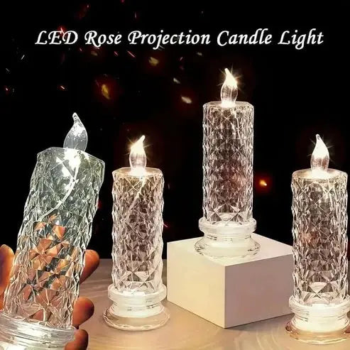LED Kristallen Kaarsen Set - 4 Stuks met Sprankelend Licht voor Feestelijke Sfeer