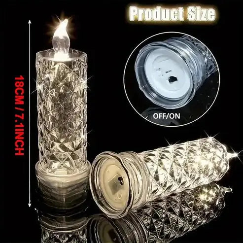 LED Kristallen Kaarsen Set - 4 Stuks met Sprankelend Licht voor Feestelijke Sfeer