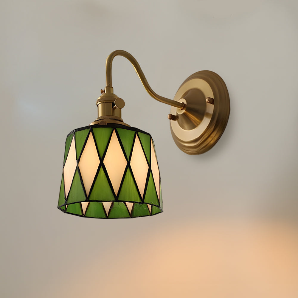 Wandlamp Trappenhuis Glas in Lood Koper E27 Diameter 13-16 cm Tiffany Stijl Hal Overloop