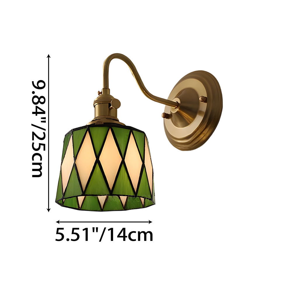 Wandlamp Trappenhuis Glas in Lood Koper E27 Diameter 13-16 cm Tiffany Stijl Hal Overloop