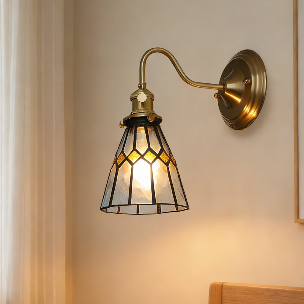 Wandlamp Trappenhuis Glas in Lood Koper E27 Diameter 13-16 cm Tiffany Stijl Hal Overloop