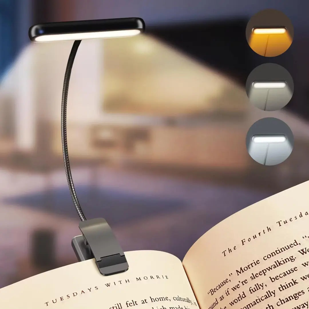 Flexibele LED Klemlamp met Instelbare Helderheid en Kleurtemperatuur - Oplaadbaar Leeslampje voor Bed, Bureau en Boekenplank