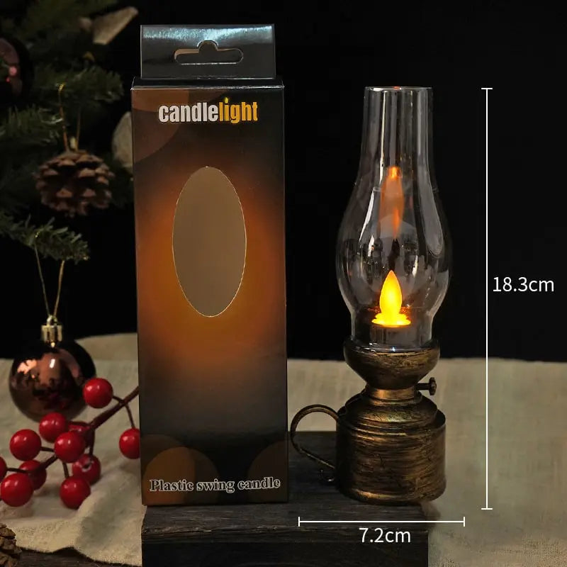 Vintage LED Lantaarn met Flikkerend Licht - Draadloos & Veilig - Decoratieve Sfeerverlichting Zwart Wit Brons