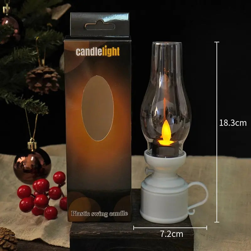 Vintage LED Lantaarn met Flikkerend Licht - Draadloos & Veilig - Decoratieve Sfeerverlichting Zwart Wit Brons