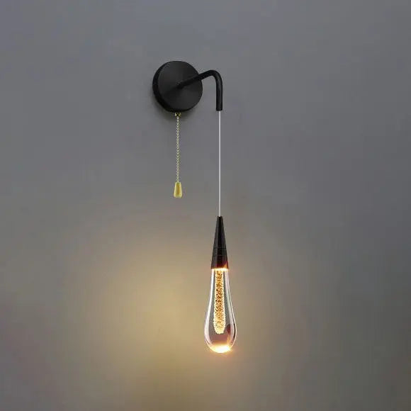 Glazen Druppelvormige Wandlamp LED met Metalen Montuur - Moderne Glas-Metaal Wandverlichting voor Slaapkamer, Woonkamer en Gang - Verstelbare Lichtkleur Warm Wit Neutraal Koel Wit