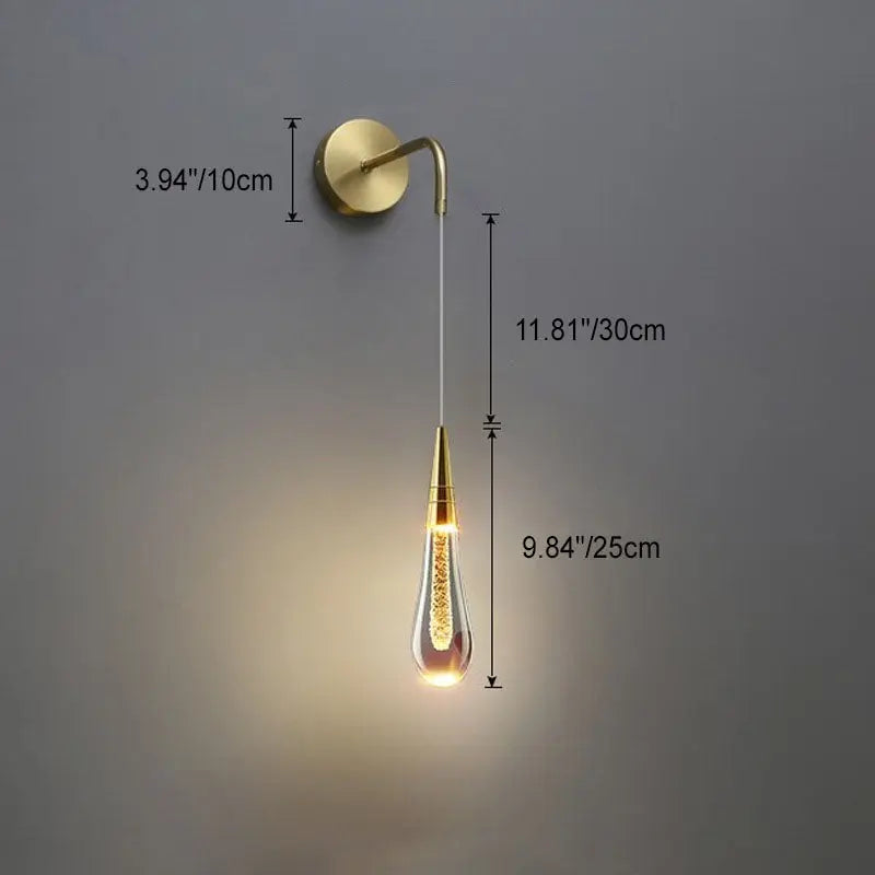 Glazen Druppelvormige Wandlamp LED met Metalen Montuur - Moderne Glas-Metaal Wandverlichting voor Slaapkamer, Woonkamer en Gang - Verstelbare Lichtkleur Warm Wit Neutraal Koel Wit