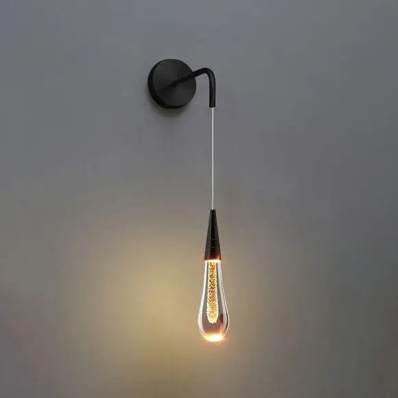 Glazen Druppelvormige Wandlamp LED met Metalen Montuur - Moderne Glas-Metaal Wandverlichting voor Slaapkamer, Woonkamer en Gang - Verstelbare Lichtkleur Warm Wit Neutraal Koel Wit