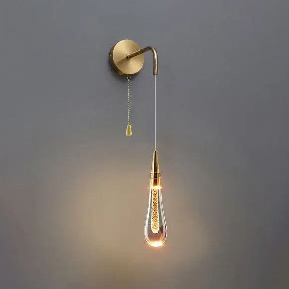 Glazen Druppelvormige Wandlamp LED met Metalen Montuur - Moderne Glas-Metaal Wandverlichting voor Slaapkamer, Woonkamer en Gang - Verstelbare Lichtkleur Warm Wit Neutraal Koel Wit