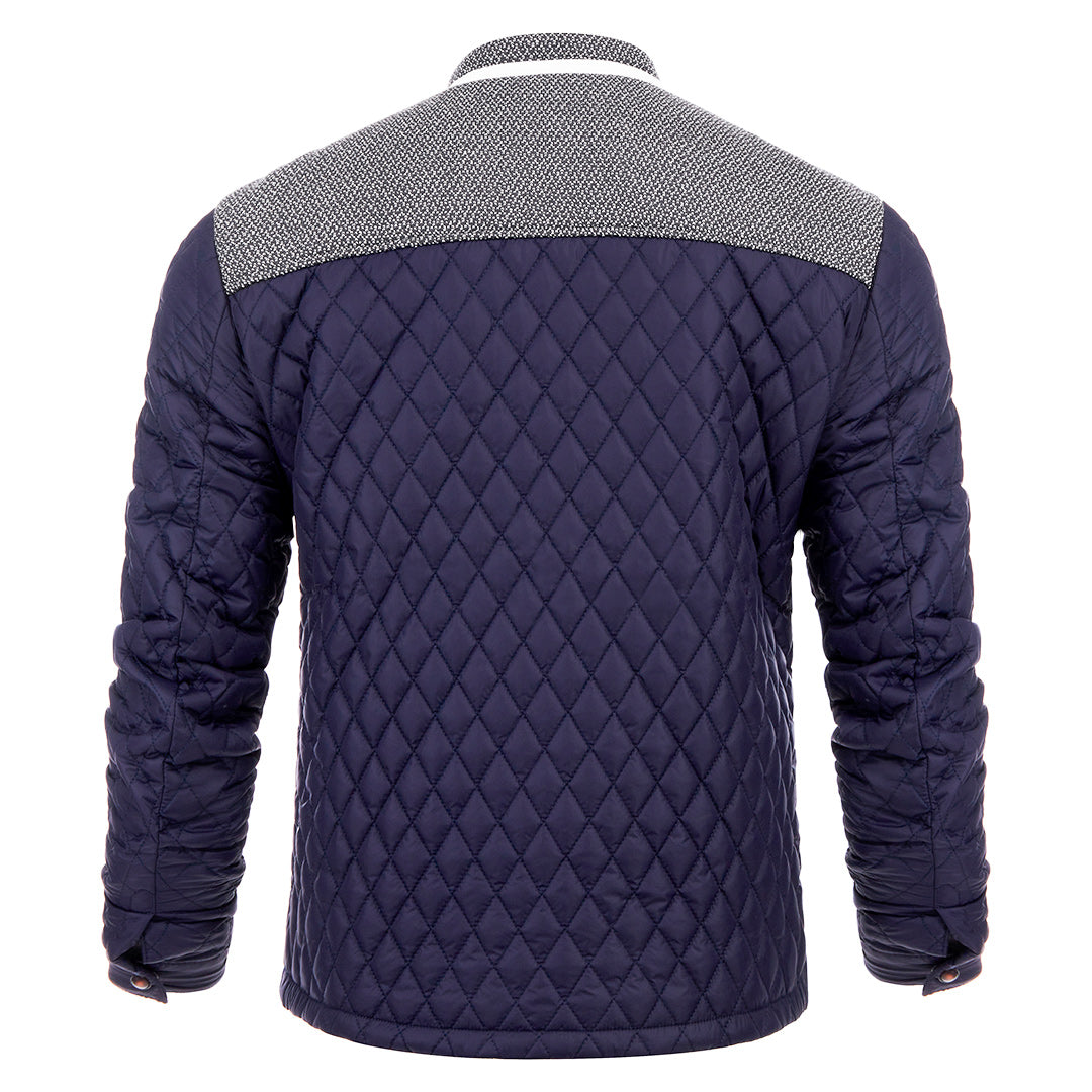 Gewatteerd Winterjack Heren Navy Polyester Waterafstotend Comfortabel Outdoor Jas voor Herfst Winter