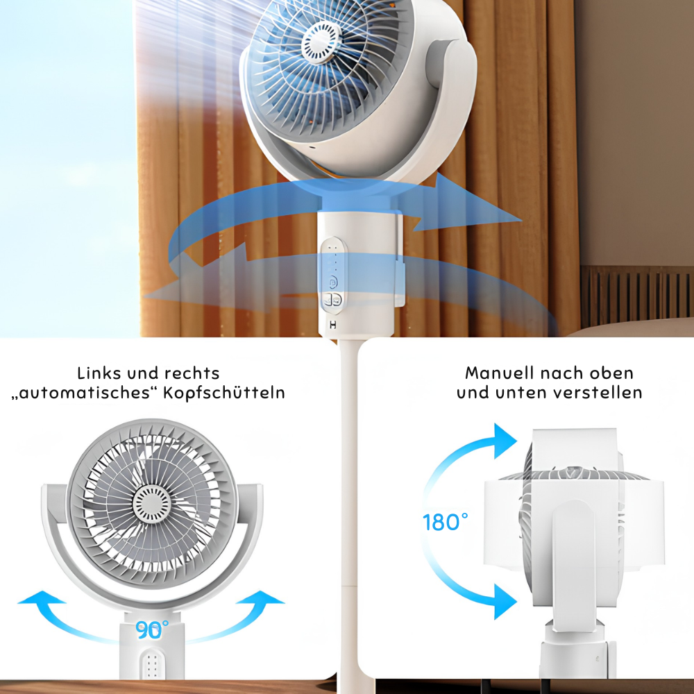 Stille Staande Ventilator 10W met Afstandsbediening en 5 Snelheden - Verstelbare Hoogte - Ideaal Kantoorventilator