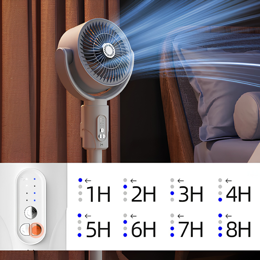 Stille Staande Ventilator 10W met Afstandsbediening en 5 Snelheden - Verstelbare Hoogte - Ideaal Kantoorventilator