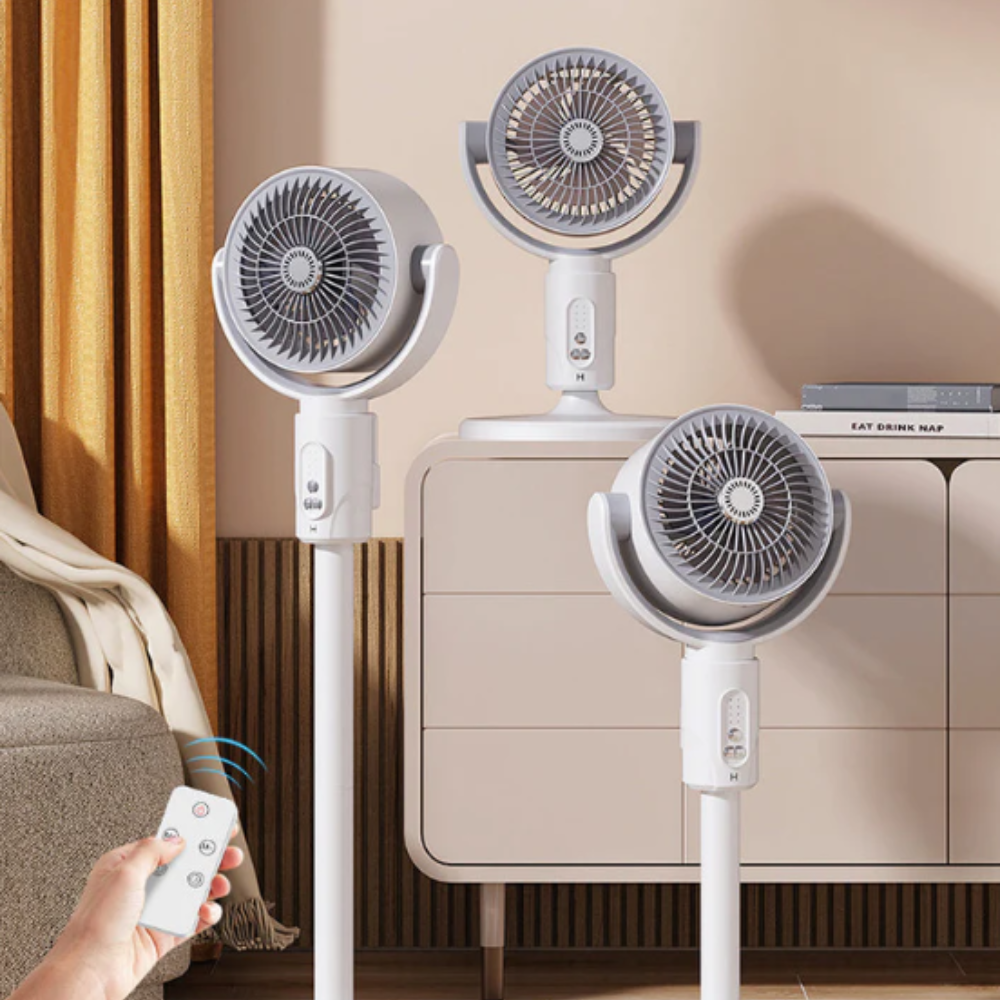 Stille Staande Ventilator 10W met Afstandsbediening en 5 Snelheden - Verstelbare Hoogte - Ideaal Kantoorventilator