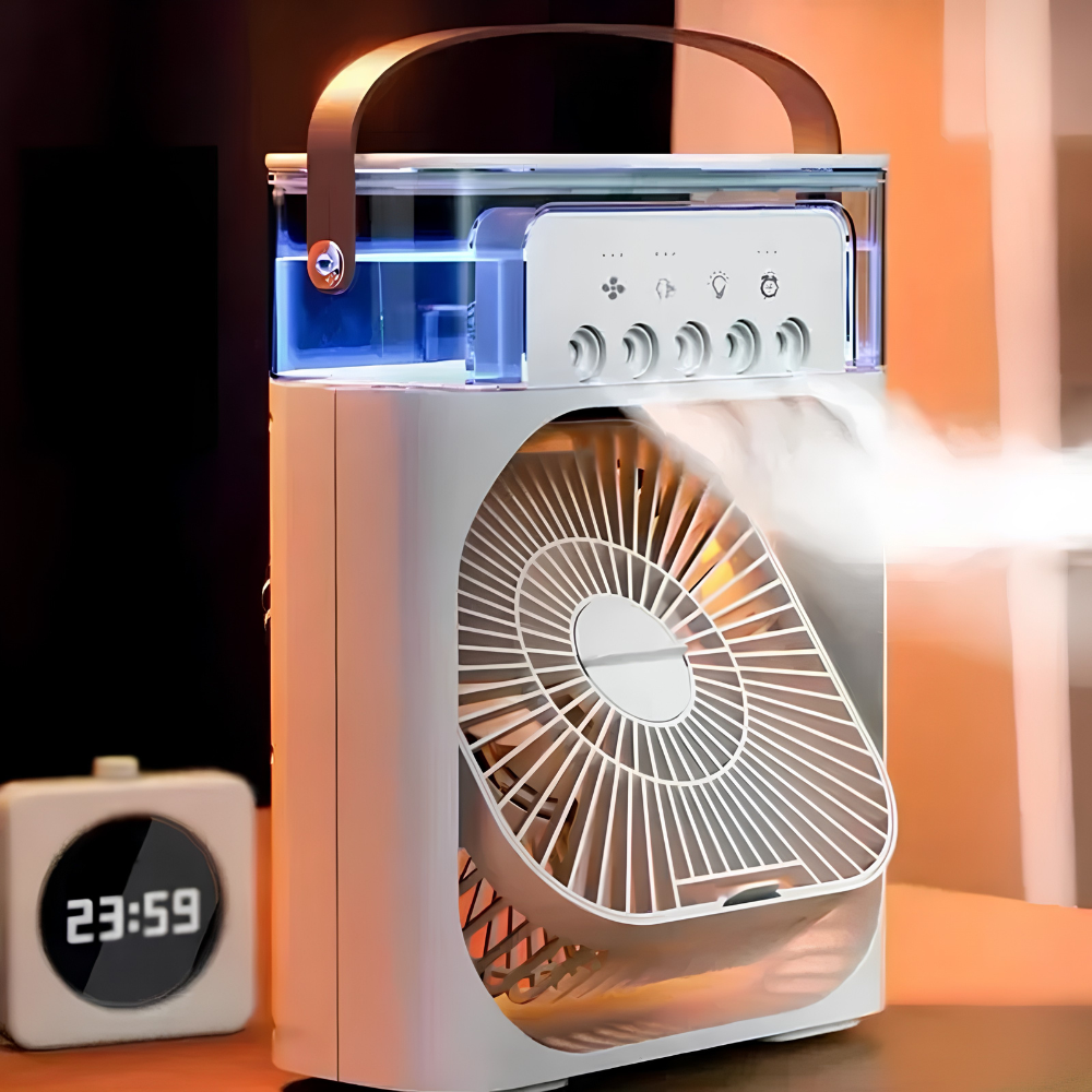 Draagbare Luchtkoeler met Luchtbevochtiger - Mobiele USB-Ventilator met 3 Snelheden tot 10m²