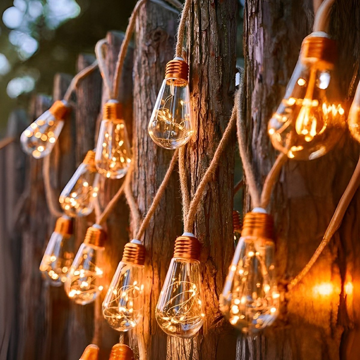 Solar LED Filament Lichtslinger Warm Wit 20 LED IP65 Waterbestendig Tuinverlichting Balkon Terras Feestdecoratie Retro Stijl Draadloos Energiezuinig Buitenverlichting Sfeerverlichting