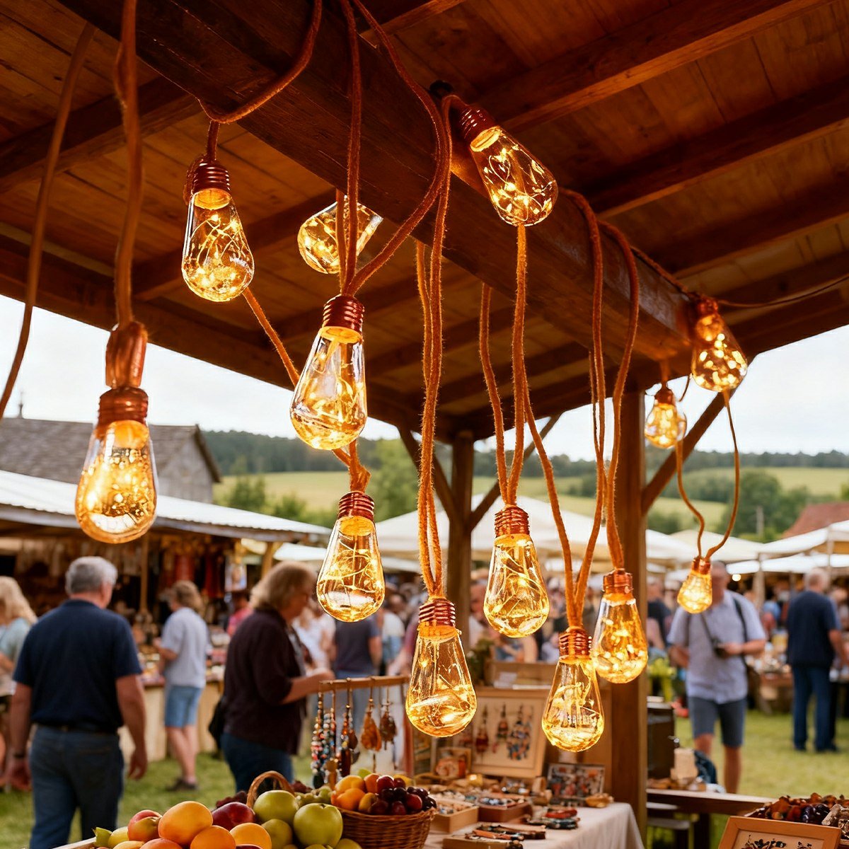 Solar LED Filament Lichtslinger Warm Wit 20 LED IP65 Waterbestendig Tuinverlichting Balkon Terras Feestdecoratie Retro Stijl Draadloos Energiezuinig Buitenverlichting Sfeerverlichting