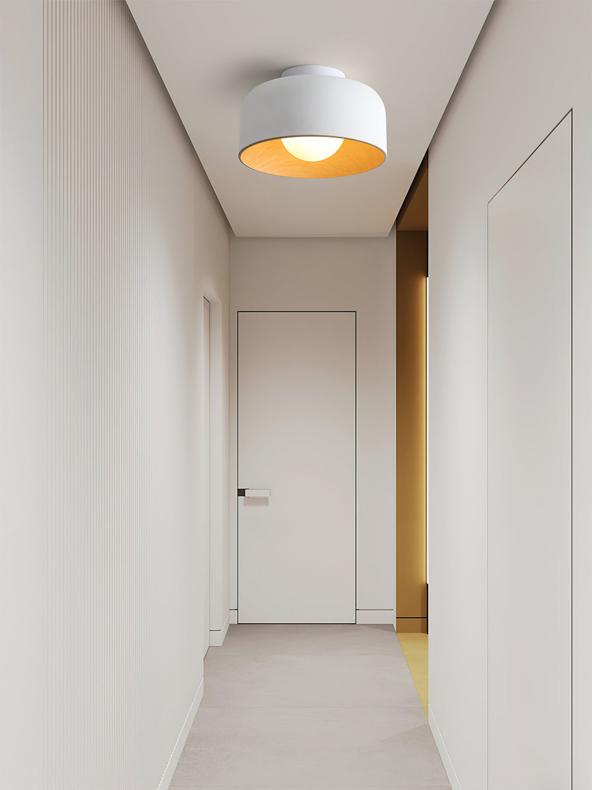 Ronde Plafondlamp met Houtnerf Interieur Glazen Bol ∅22 cm voor Hal Keuken Slaapkamer Wandmontage G9 Fitting