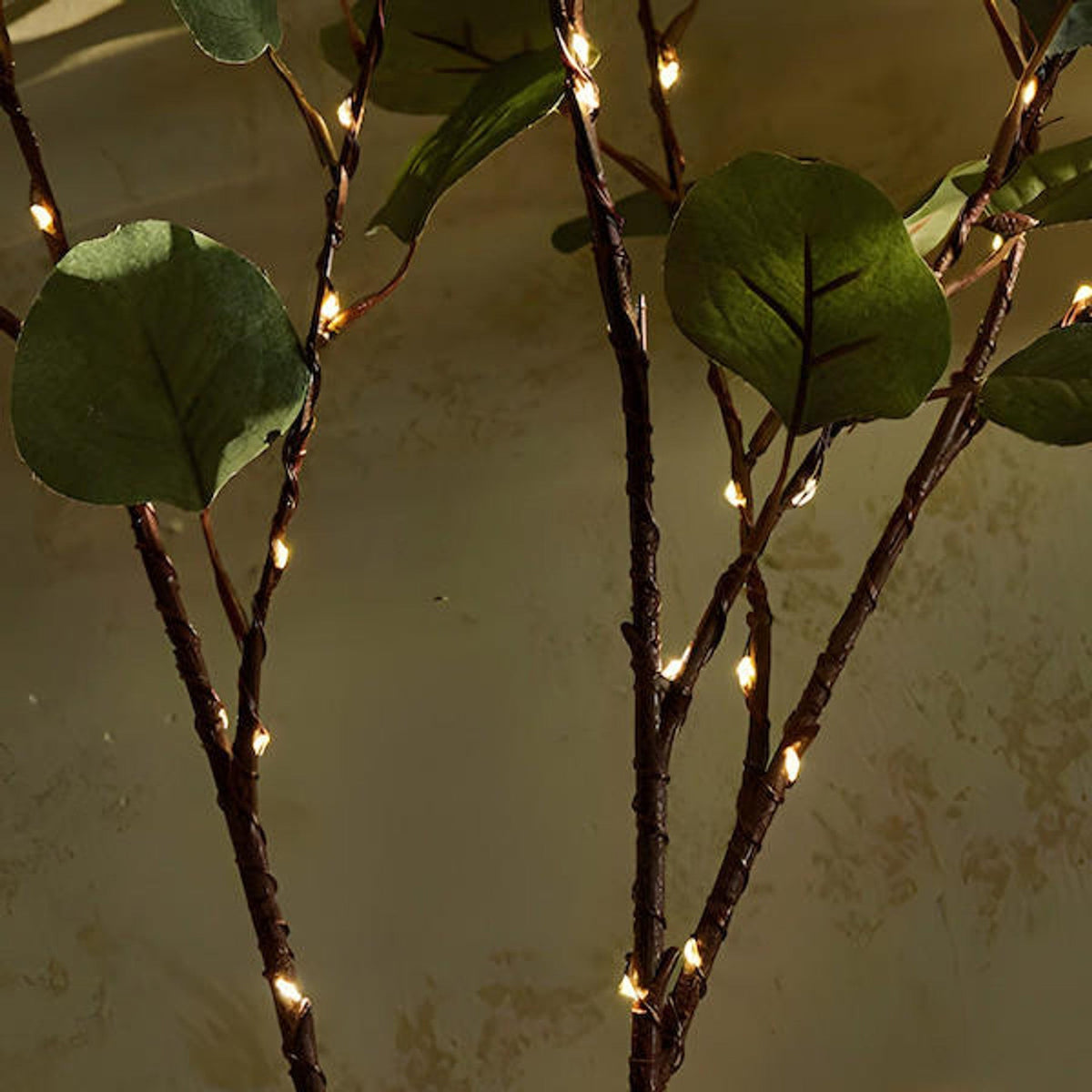 Verlichte Decoratietakken LED Olijfgroen 70cm Batterij Warm Licht voor Vaas en Tuin