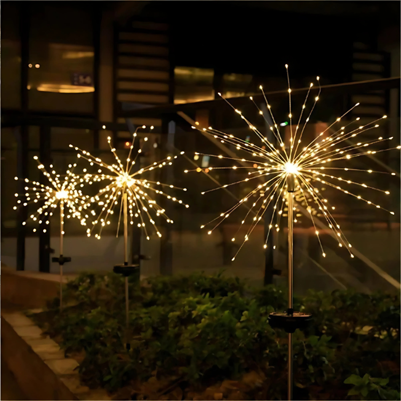 Solartuinverlichting LED Vuurwerk Effect Buigbare Armen Weerbestendig Decoratief Tuinlicht Buitenlamp