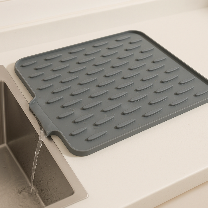 Siliconen Afdruipmat met Drainagepatroon voor Snelle Droging Keuken Aanrecht Vaatwasser Servies Glazen