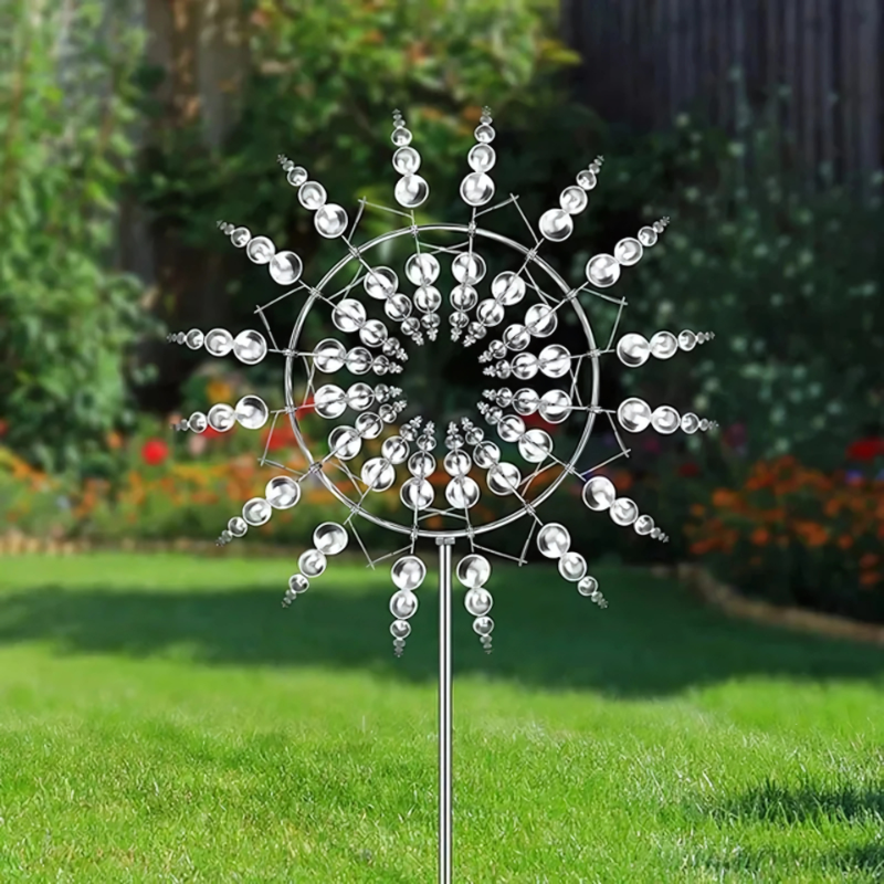 Kinetische Tuinwindmolen van RVS - Decoratieve Windsculptuur voor Tuin & Balkon