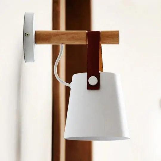 Scandinavische Wandlamp Hout voor Slaapkamer - Minimalistisch Natuurhout Lichtpunt Wit of Zwart