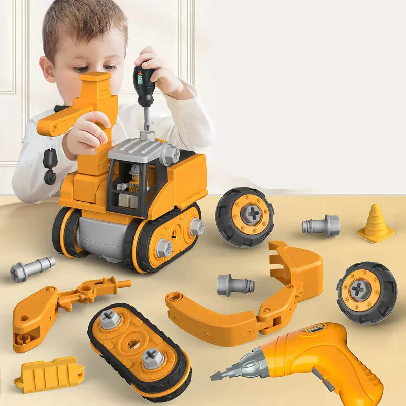 Bouwvoertuigen Speelset met Werkende Boormachine en Gereedschap voor Creatief Spelen en Ontwikkeling Kinderen