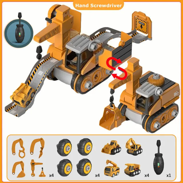 Bouwvoertuigen Speelset met Werkende Boormachine en Gereedschap voor Creatief Spelen en Ontwikkeling Kinderen