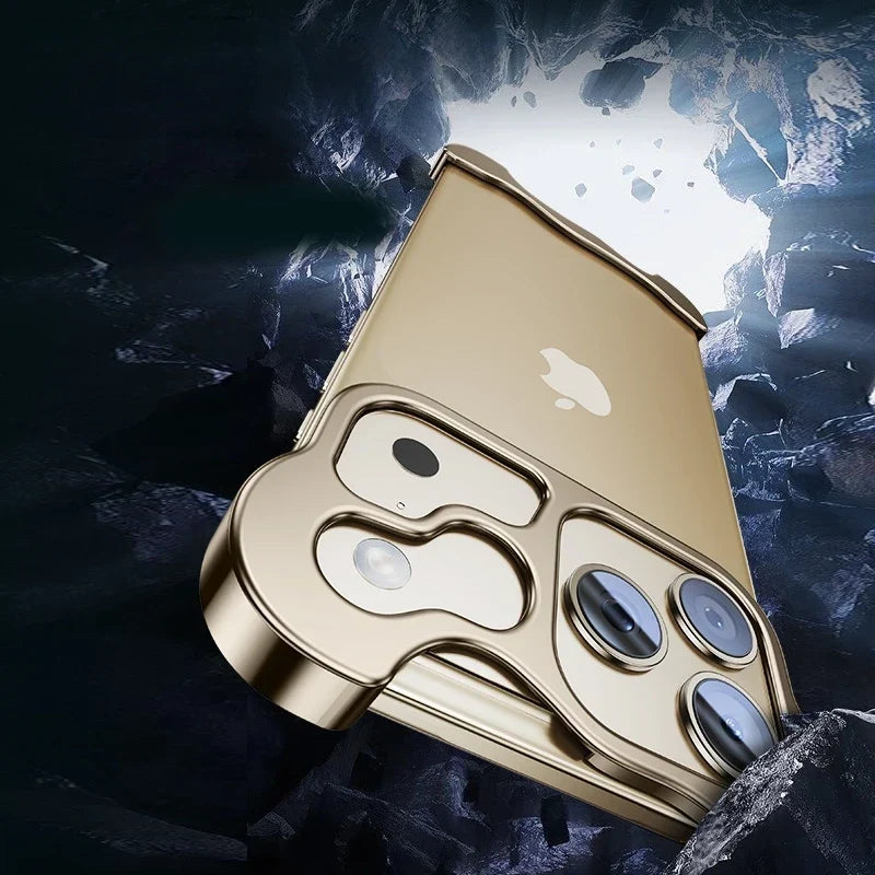 Randloos Aluminium iPhone Hoesje Minimalistisch Design Anti-Kras Bescherming 7 Kleuren 12 13 14 15 16 17 Pro Max