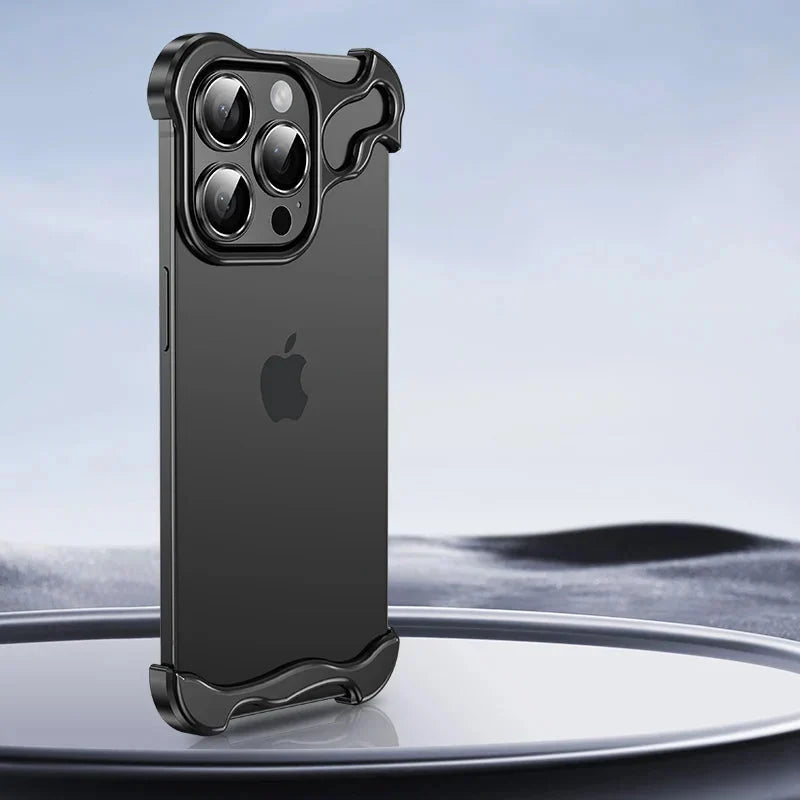 Randloos Aluminium iPhone Hoesje Minimalistisch Design Anti-Kras Bescherming 7 Kleuren 12 13 14 15 16 17 Pro Max