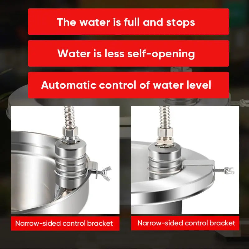 Compact Vlotterventiel Roestvrijstaal Automatische Waterniveauregeling voor Regenton Vijver Tuin Waterreservoir