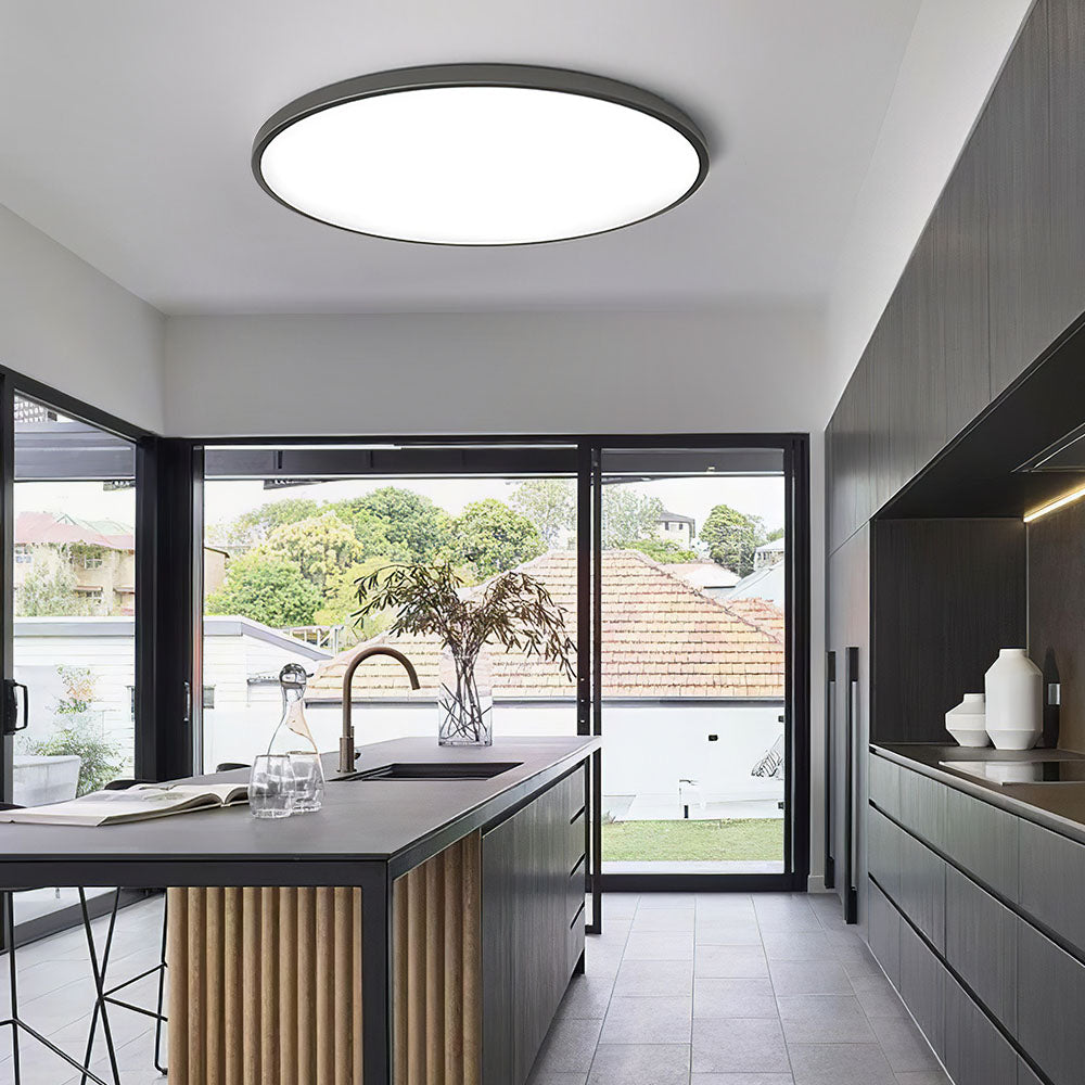 Ultradunne ronde plafondlamp LED dimbaar ⌀30/37/45cm zwart wit zilver goud modern strak design woonkamer