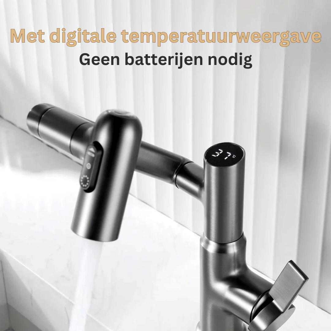 Digitale Kraan met Temperatuurweergave - Draaibaar Ontwerp met Meerdere Sproeimodi voor Keuken en Badkamer