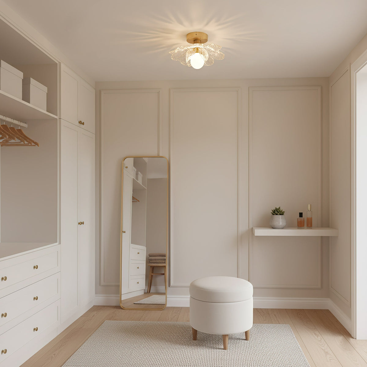 Plafondlamp met Bloesemontwerp in Hars en Messing - Elegante Verlichting voor Slaapkamer en Gang