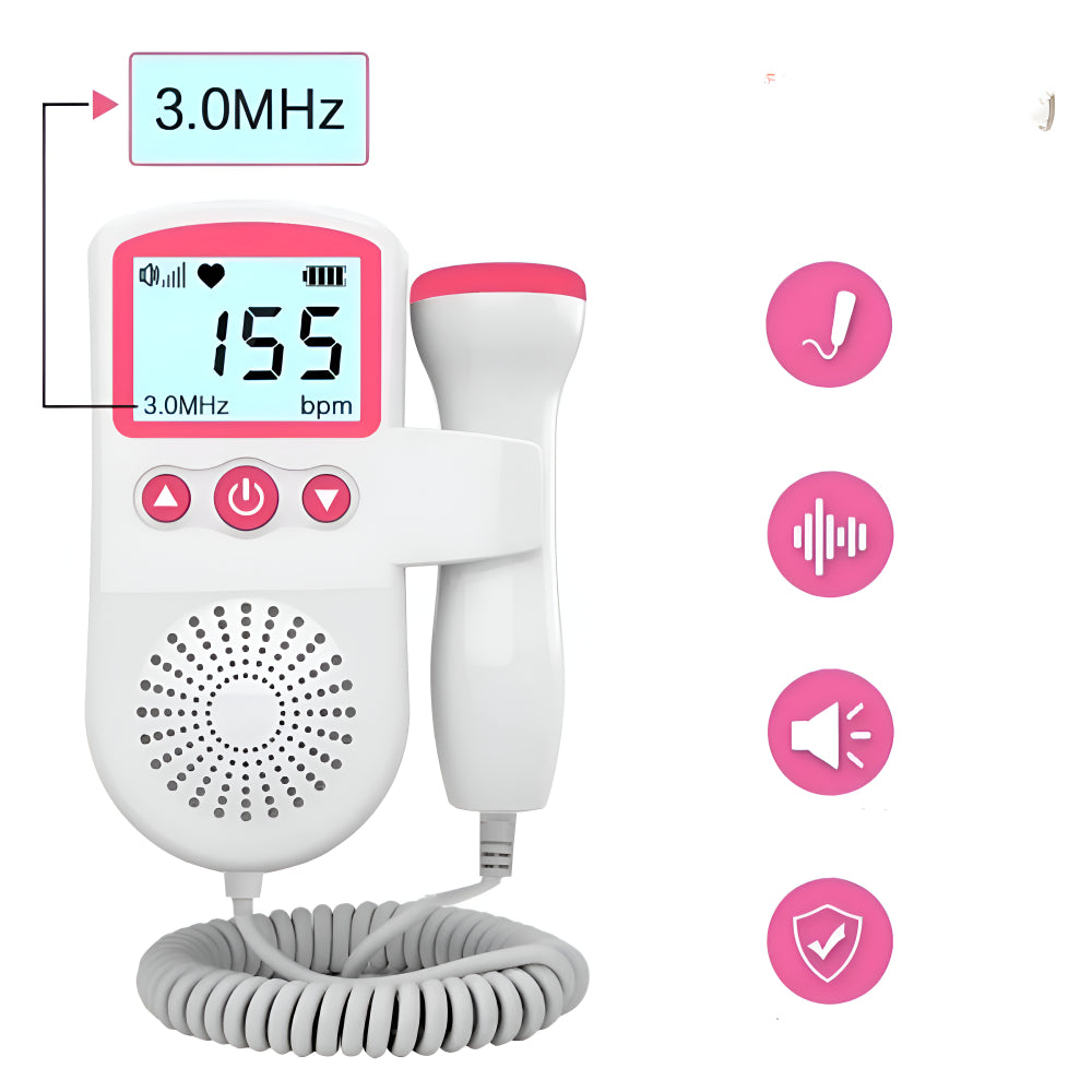 Baby Hartslagmeter voor Zwangerschap - Foetale Doppler Monitor met LCD Scherm en Ingebouwde Luidspreker voor Thuisgebruik