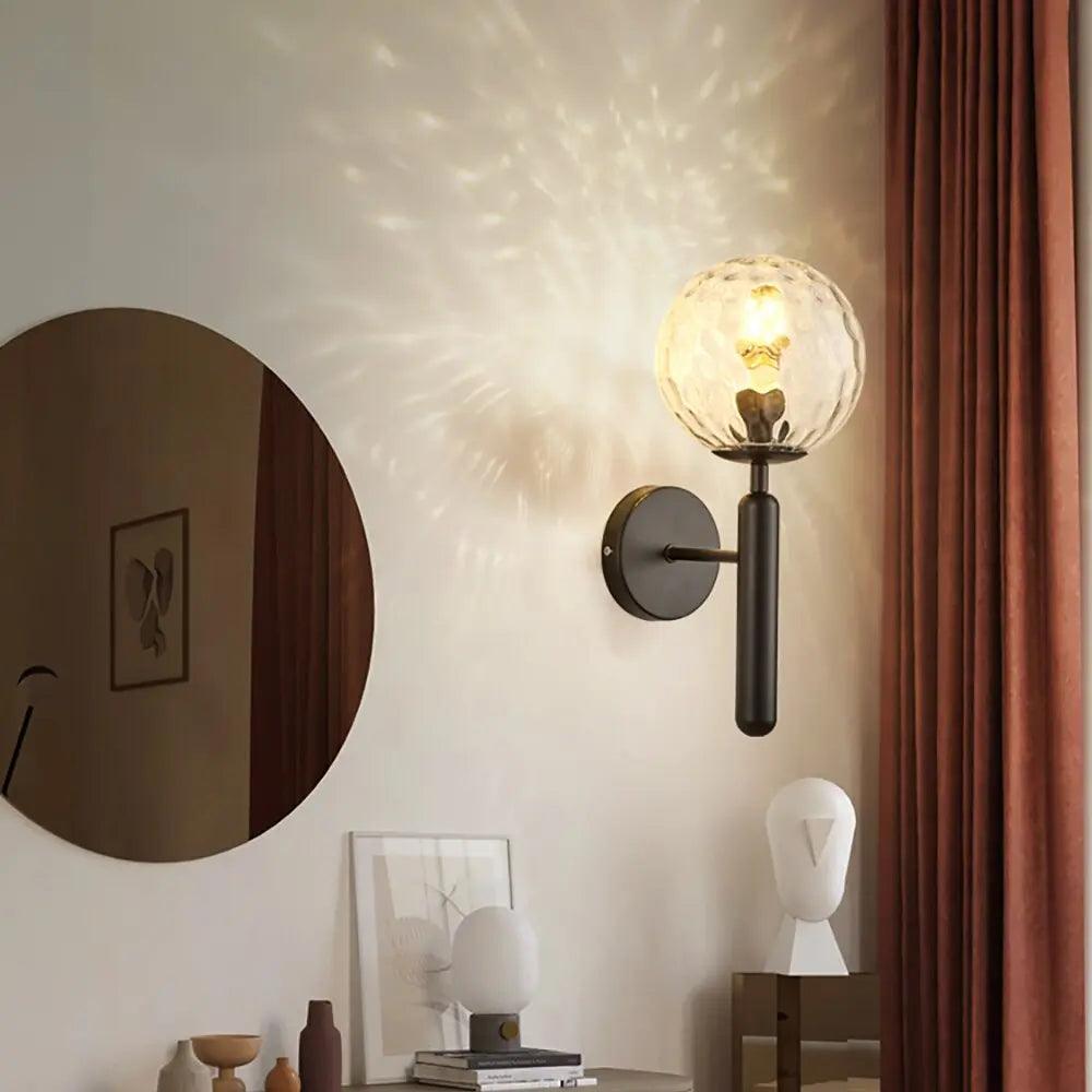 Wandlamp met glazen kap - modern design in goud of zwart met melkglas of ripple-afwerking