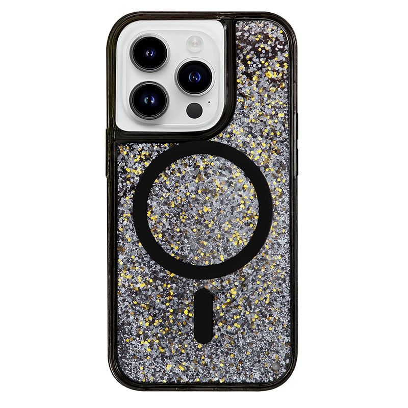 Vloeibare Glitter iPhone Hoesje met Magneetring Doorzichtig Dynamisch Telefoonhoesje TPU Shockproof Cover