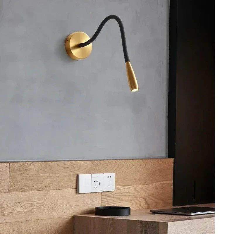 Verstelbare Wandlamp met Draaibare Arm - Leeslamp Brons Zwart voor Slaapkamer