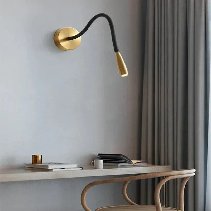 Verstelbare Wandlamp met Draaibare Arm - Leeslamp Brons Zwart voor Slaapkamer