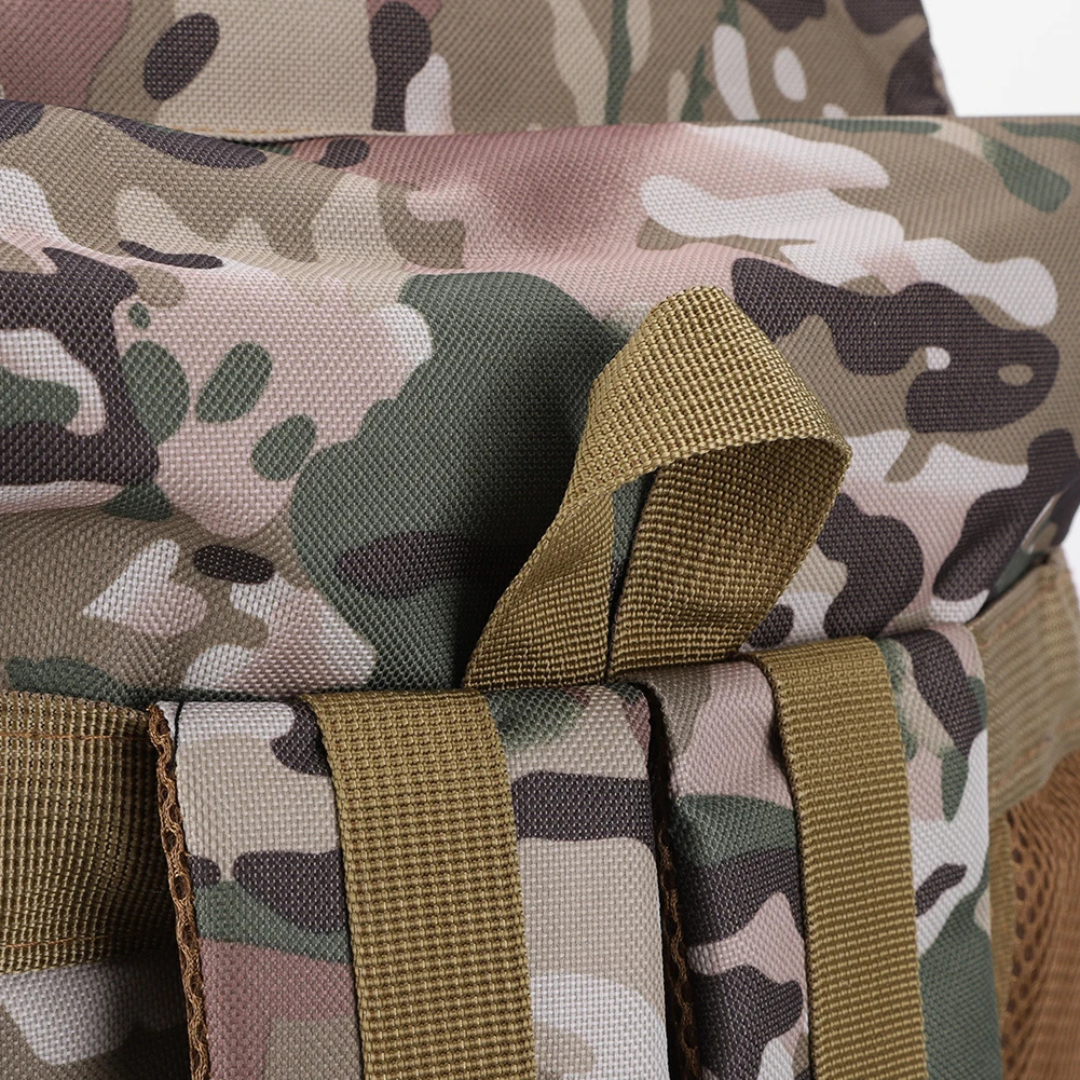 Trekkingrugzak 80 Liter met MOLLE Systeem Ergonomisch Outdoor Backpack Camouflage Khaki Zwart Wandelen