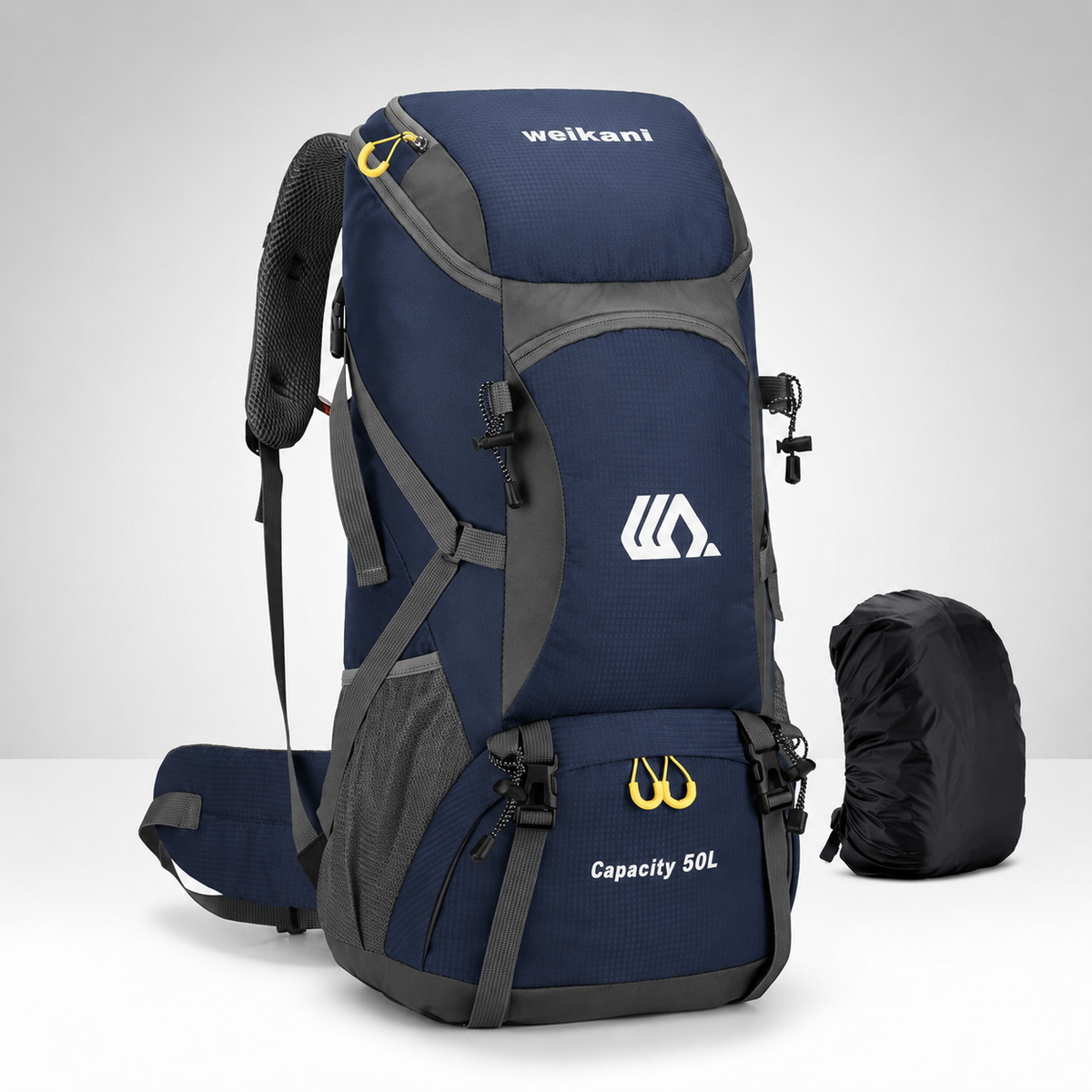 Outdoor Rugzak 50L met Schoenenvak Ademend Rugpaneel Verstelbare Heupgordel Waterdicht Trekking Backpack