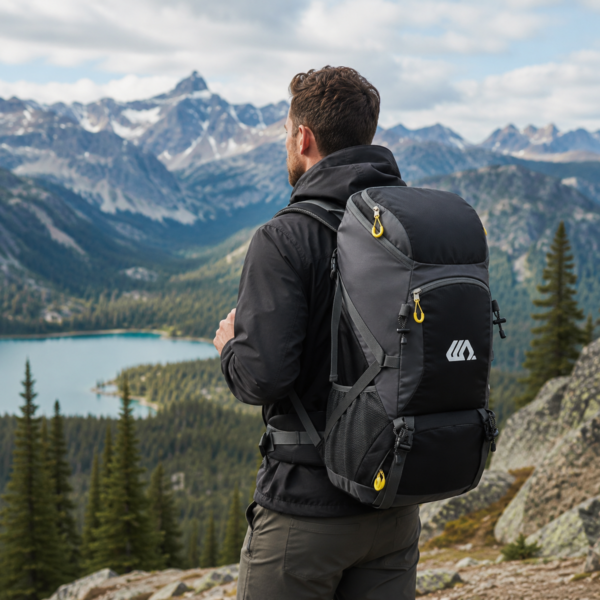 Outdoor Rugzak 50L met Schoenenvak Ademend Rugpaneel Verstelbare Heupgordel Waterdicht Trekking Backpack