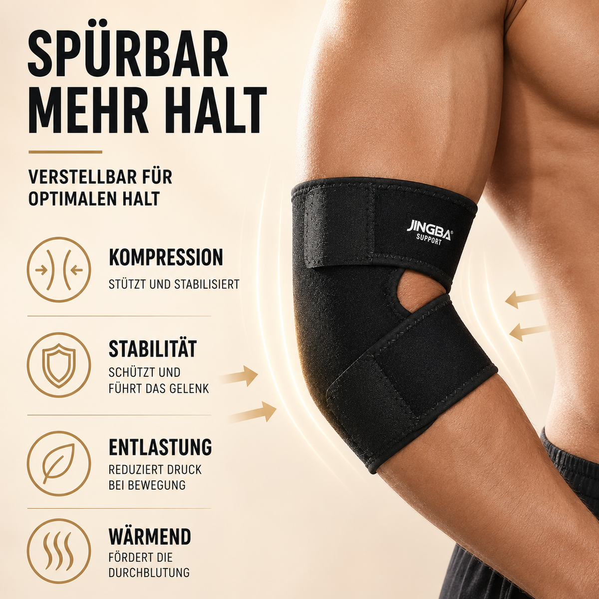 Verstelbare Elleboogbrace met Compressie voor Sport Herstel en Blessurepreventie Zwart One Size Volwassenen